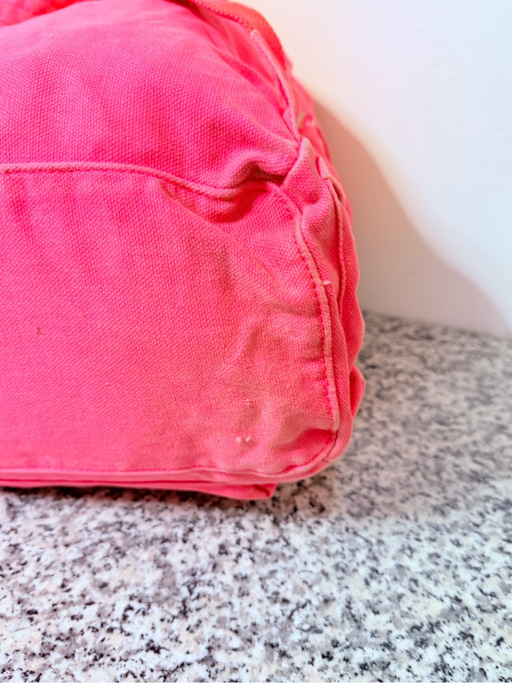PINK Victoria's Secret Neon Pink Canvas Drawstring Backpack with Buckle Accent - Picture 9 of 11